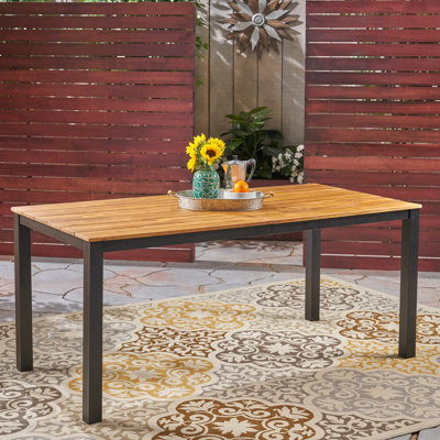 Table de salle à manger de patio contemporaine en bois avec table de travail en fer 71,34 "x 34"