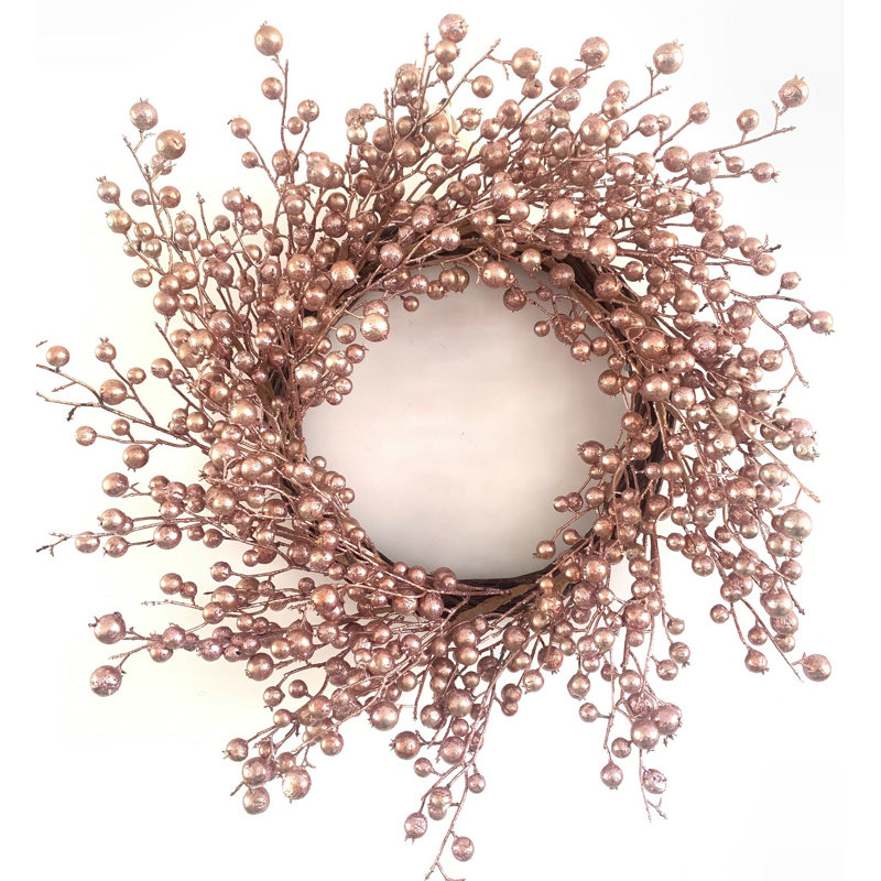 Handcrafted Faux Berry 24'' Wreath, Pink