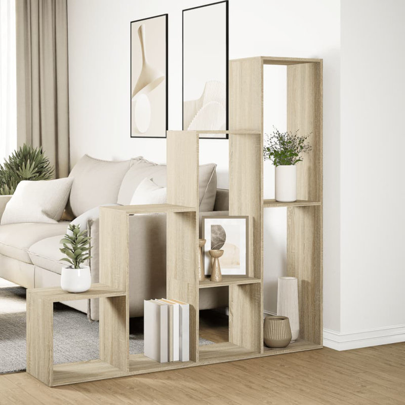 Andreca Bookcase, Sonoma Oak, (4 Shelves) 143.5cm H x 143.5cm W x 29cm D