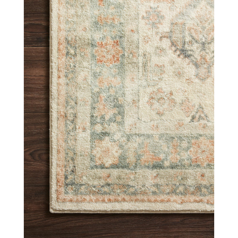 Oriental Beige/Brown/Dark Green Area Rug, Rectangle 3'3" x 5'3"