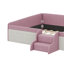 Lit de jour simple enveloppé dans un tissu doux, livré avec des marches et un repose-pieds avec vérin à gaz, équipé de garde-corps rembourrés-225329802