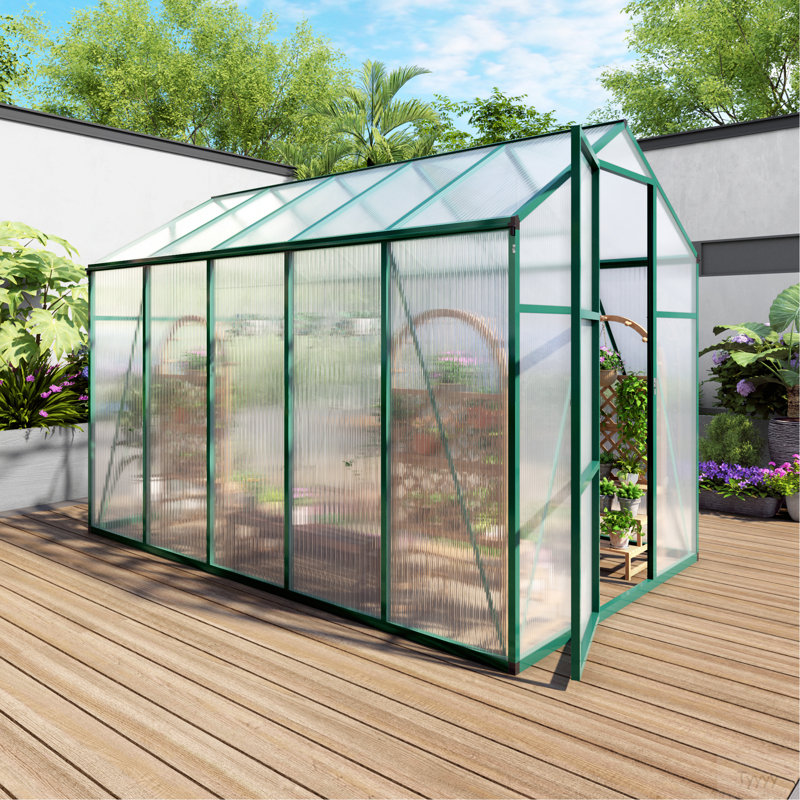 Newly Marketed Gain Height Windproofaluminum Greenhouse 6X10 FT Polycarbonate Greenhouse Raised Base And Anchor Aluminum Heavy Duty Walk-In Greenhouses For Outdoor Backyard In All Season