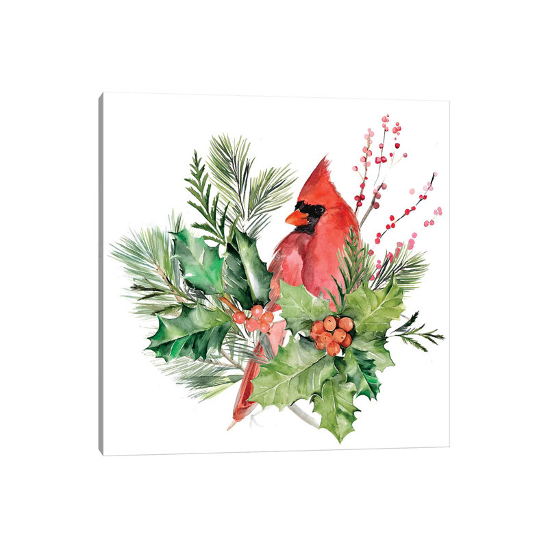 Cardinal Holly Christmas I by Jennifer Paxton Parker - Wrapped Canvas Gallery-Wrapped Canvas Giclée, 30.48cm H x 30.48cm W