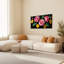 Ensemble de 1 tableau sur toile à motif floral de roses roses et de marguerites jaunes-1569092546