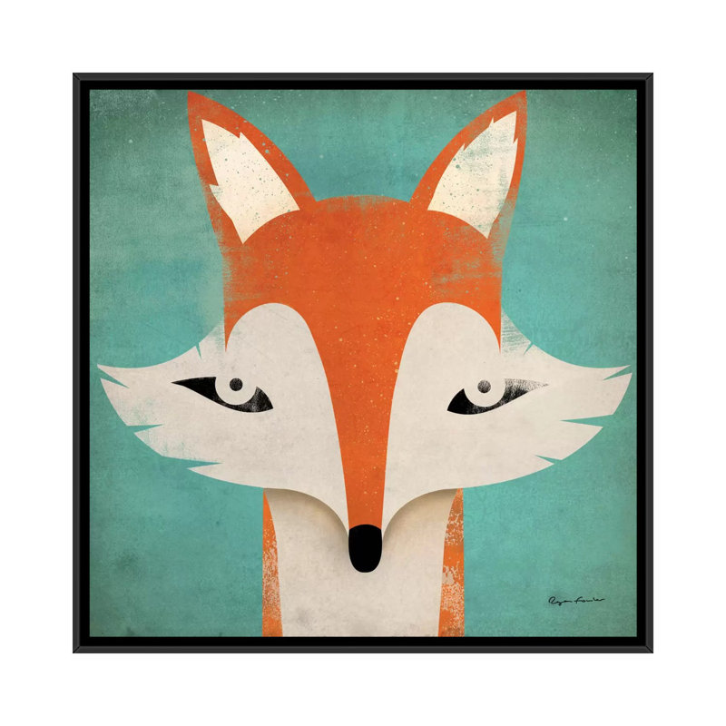 « fox » par ryan fowler, impression sur toile tendue, H 18 po x l 18 po x P 1,5 po, Toile avec cadre noir, Pas de tapis