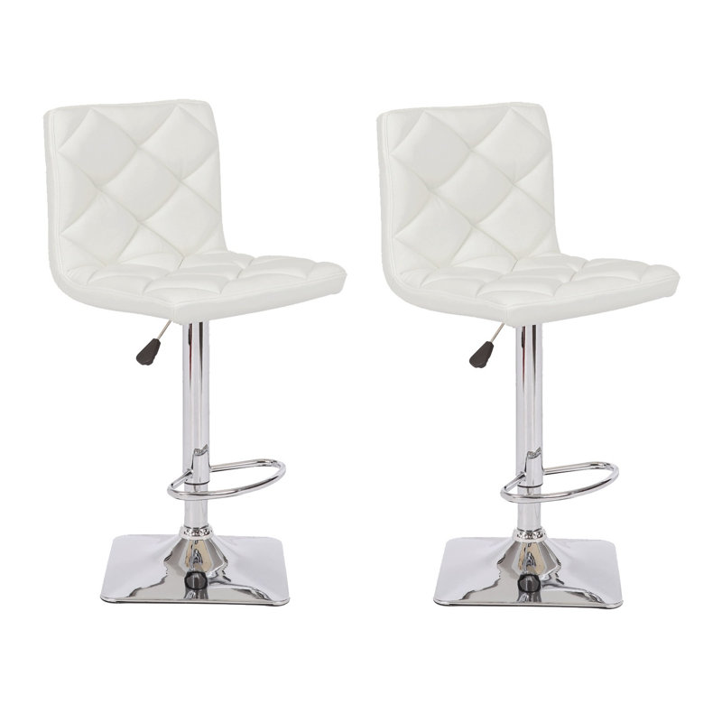 Hackworth Swivel Upholstered Adjustable Height Counter Stool, White