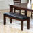 Cherry Finish Dining Bench 1Pc Upholstered PU Seat Cushion Tufted Detail Wooden Dining Room Furniture-1185165735