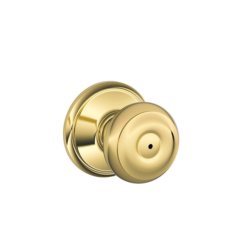 Georgian Privacy Knob Bed and Bath Lock, Bright Brass