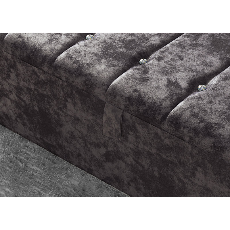 Akyiah 102cm Wide Tufted Rectangle Striped Standard Ottoman with Storage, Amethyst