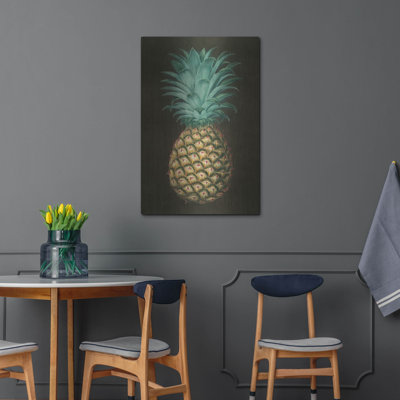 Luxe Metal Art 'Vintage Pineapple 1' by Wild Apple Portfolio Metal Wall Art, 24" x 36"
