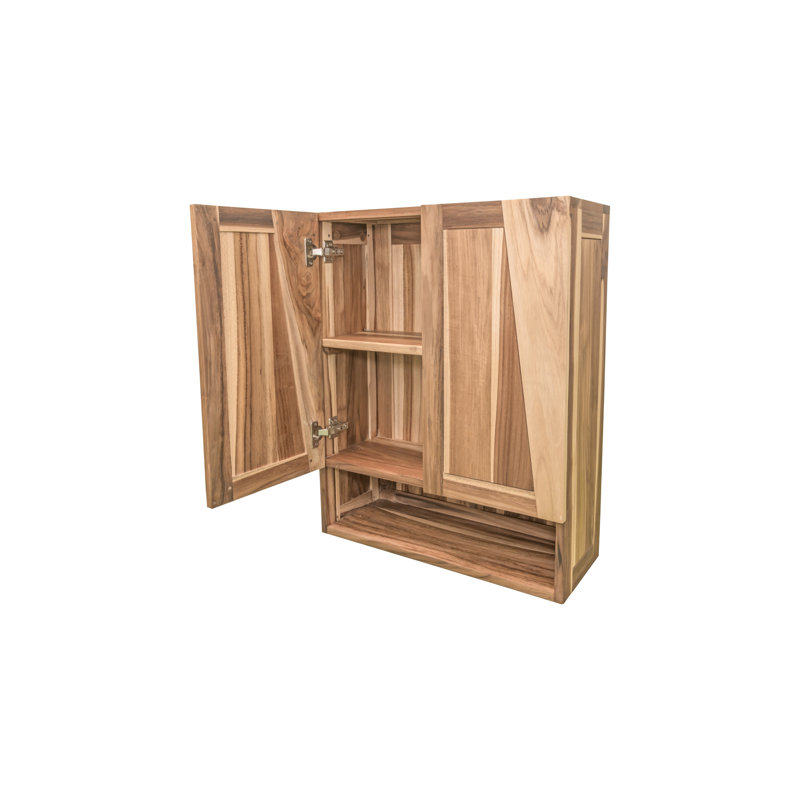 EcoDecor's Significado 24" W x 30" H x 10" D Solid Wood Wall Mounted Bathroom Cabinet, Over Toilet Storage, Wall Cabinet, Bathroom Cabinet, Bathroom Cabinet Wall, in Earthy Teak