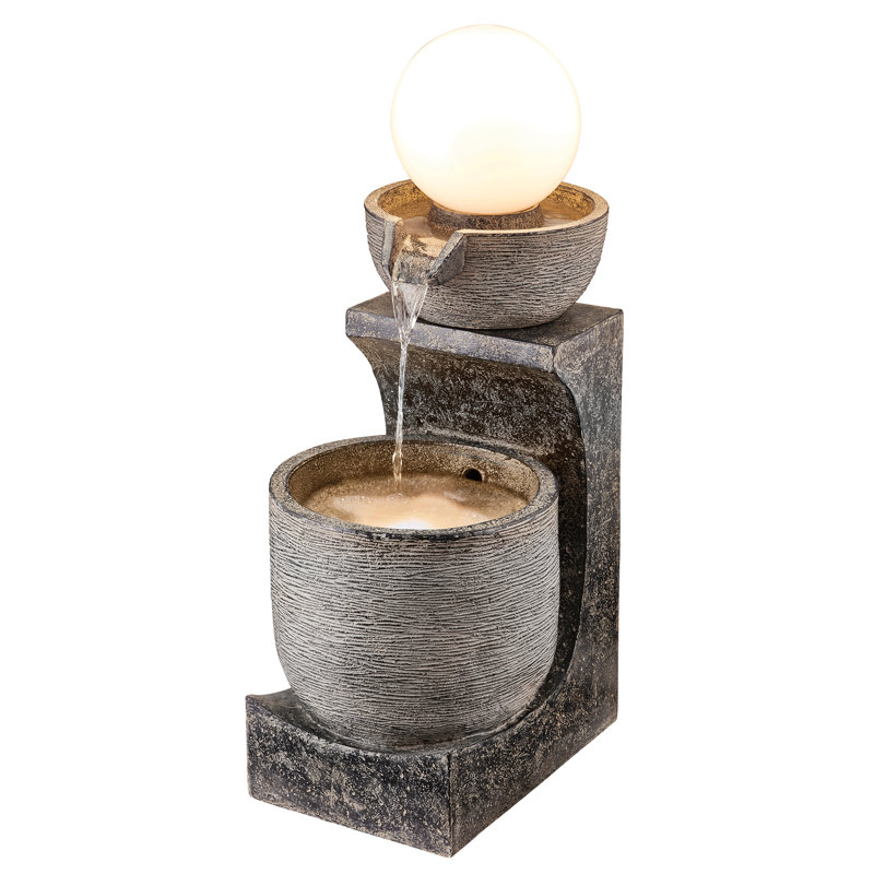 Elleker Outdoor Weather Resistant Cascade Fountain with Lights