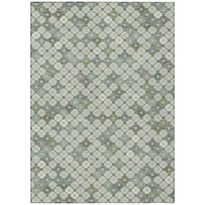 Machine Washable Indoor/Outdoor Xhevrie Mint Rug