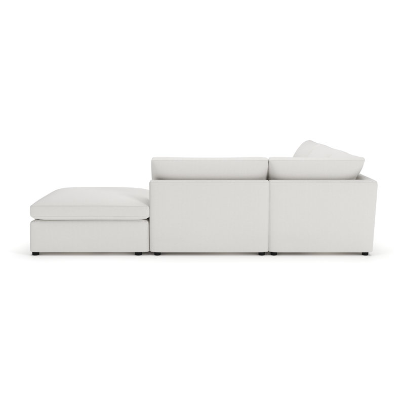 Essex 5-Piece Upholstered Modular Sectional, Macarena Beige Basketweave Fabric, Right Hand Facing