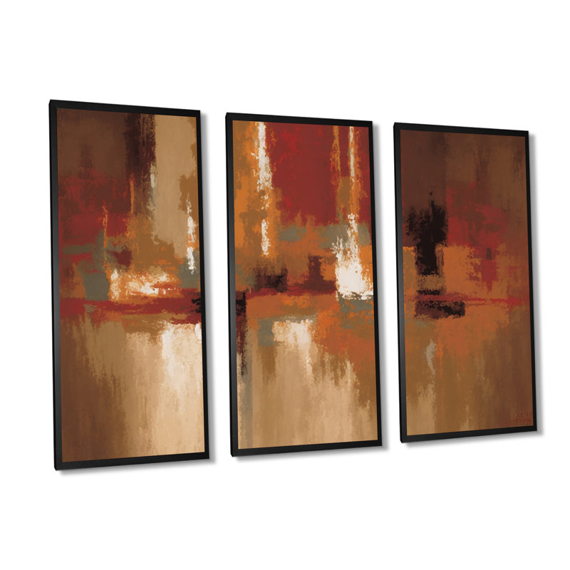 «Chocolate City at Horizon I», reproduction sur toile 3 pièces, Toile encadrée noire, H 28 po x l 36 po x P 1 po