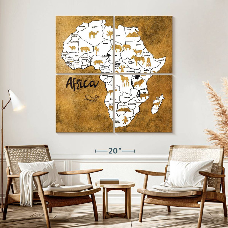 Carte d'Afrique Aliaz, H 57 po x l 57 po