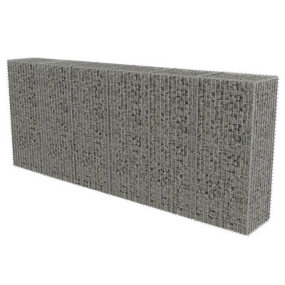 150cm H x 300cm W Silver Metal Gabion Wall