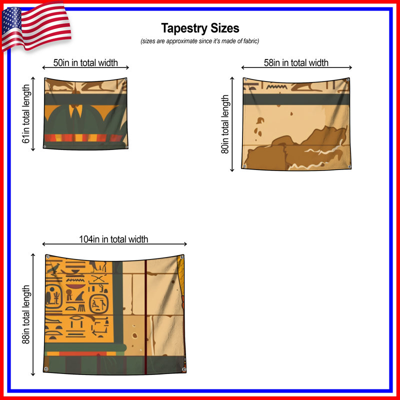Tapisserie égyptienne - Décoration murale historique, H 68 po x l 80 po avec 4 œillets