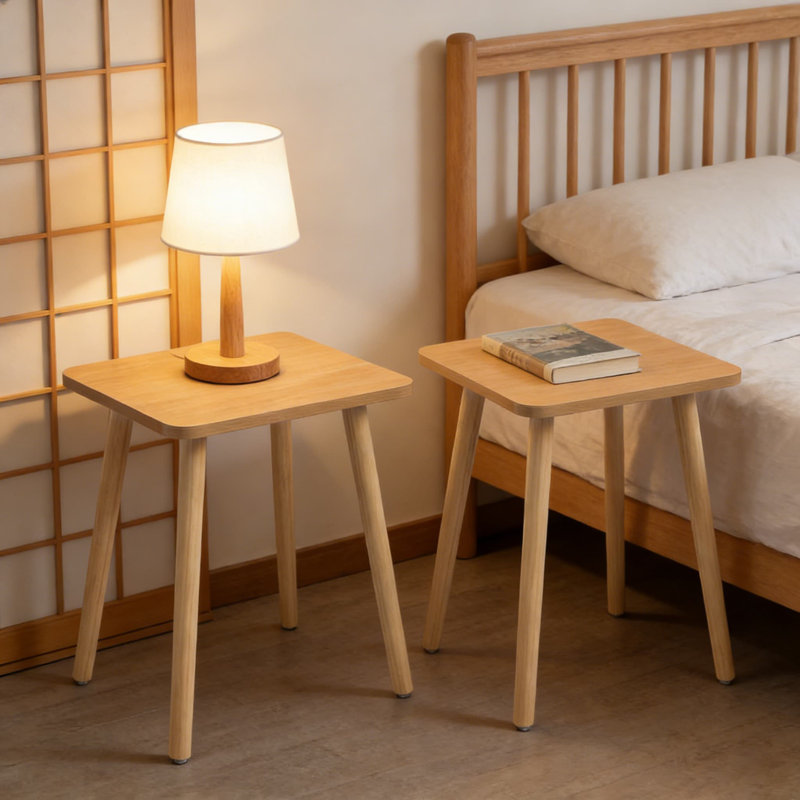 Ensemble de 2 tables de bout modernes pour le salon et la chambre à coucher, tables d'appoint pour petits espaces avec pieds en bois massif, tables d'appoint faciles à assembler pour canapé ou fauteuil