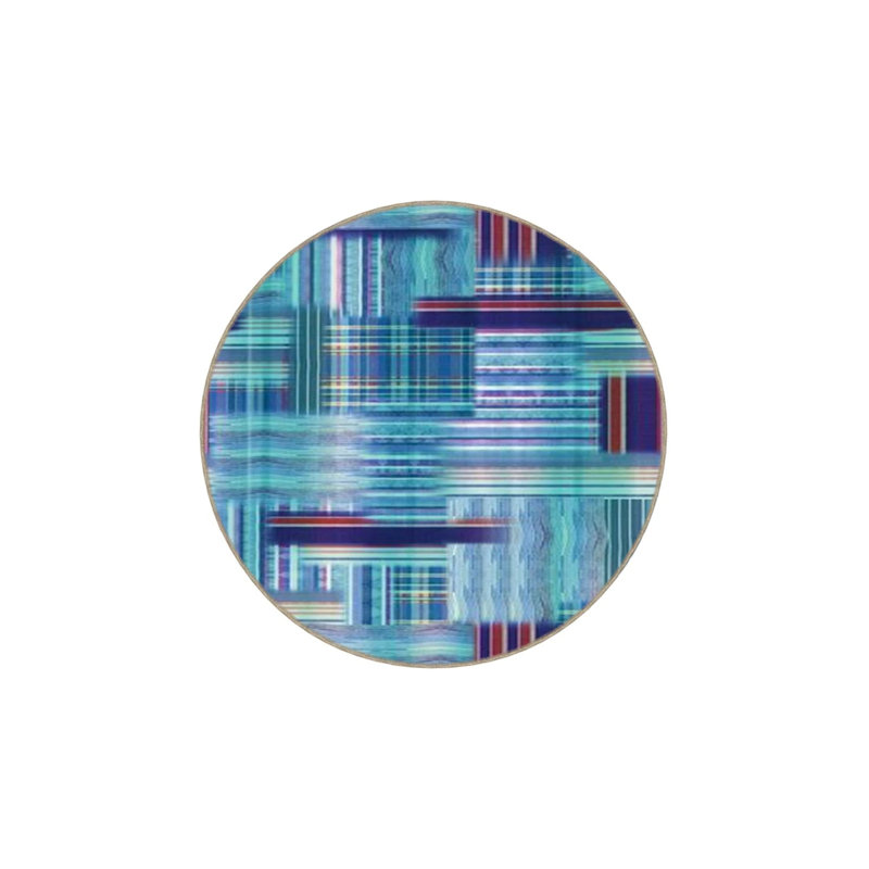 Blue Geometric Striped Themed Woven Base Carpet And Washable Carpet, Rectangle 4'8" x 6'7"