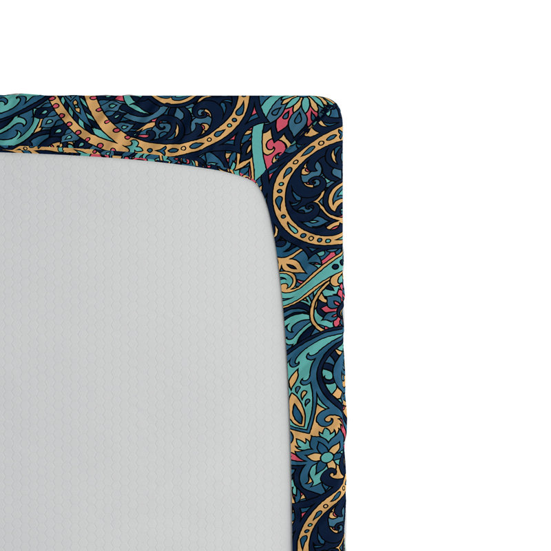 Microfiber Paisley Fitted Sheet, Twin XL Fitted Sheet, Blue, Paisley 2