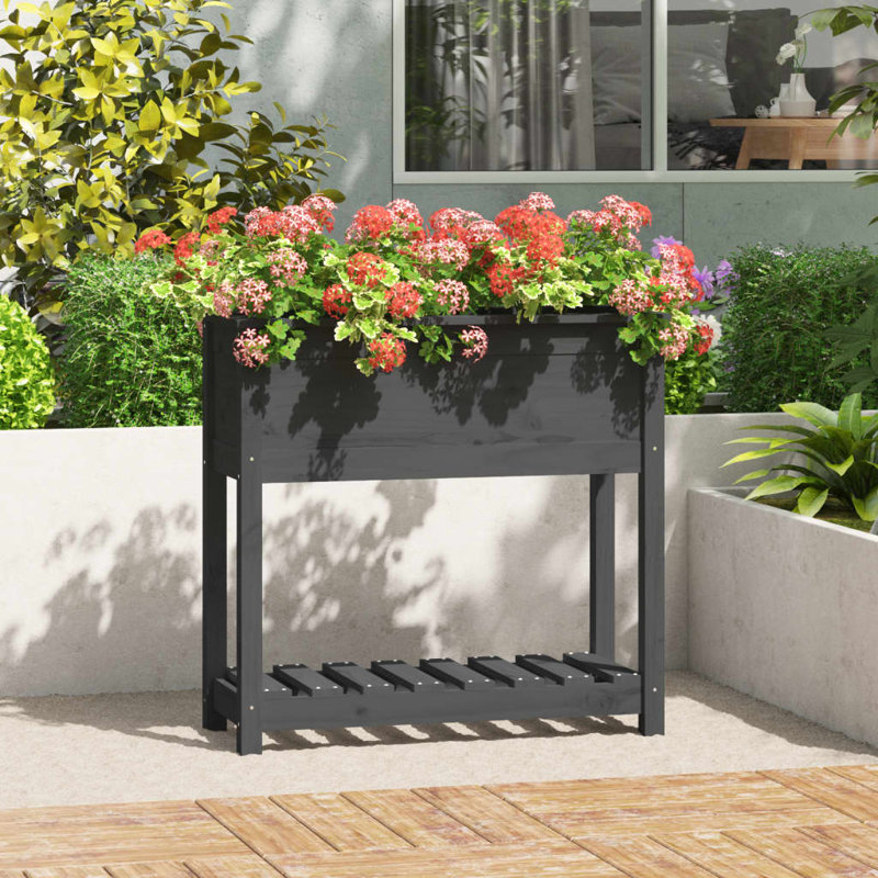 Aalap Wood Raised Garden Bed, Grey, 81cm H x 82.5cm W x 34.5cm D
