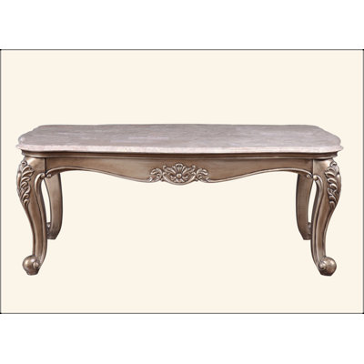 Marble Top & Champagne Finish Coffee Table