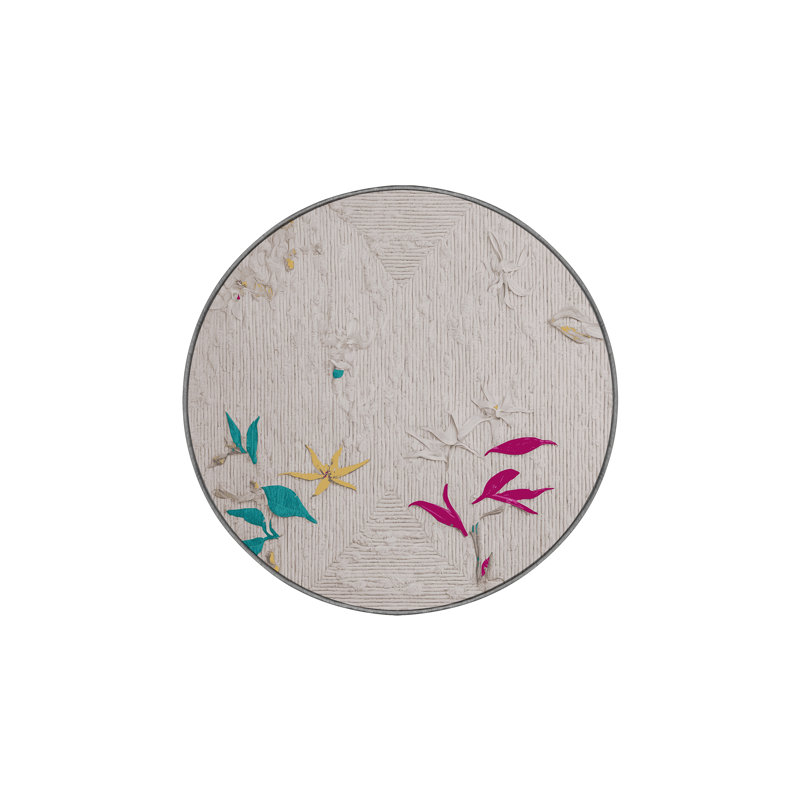Machine Washable Gray Area Rug, Round 5'