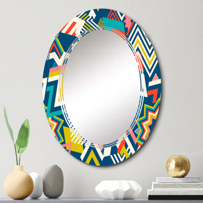 Multicolore éléments géométriques rétro I - miroir mural à motif ovale