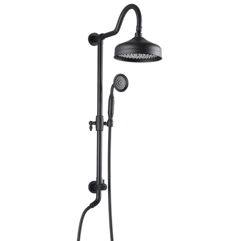 8 Inch Exposed Pipe Shower System With Hand Shower Single Handle Shower Faucet Set Brass Shower Trim Kit With Slide Bar