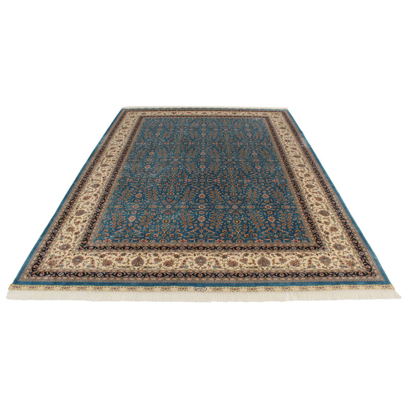 7x10 Blue and Ivory Turkish Rug