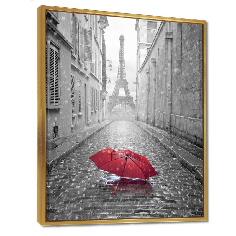 Reproduction de photo - Paysage urbain vue Eiffel Paris, H 32 po x l 16 po, Cadre flottant, Doré