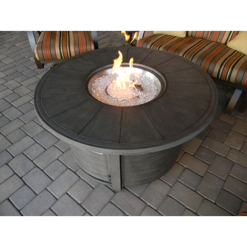 Silverlock Round Aluminum Propane Smokeless Fire Pit Table with Hidden Fuel Tank