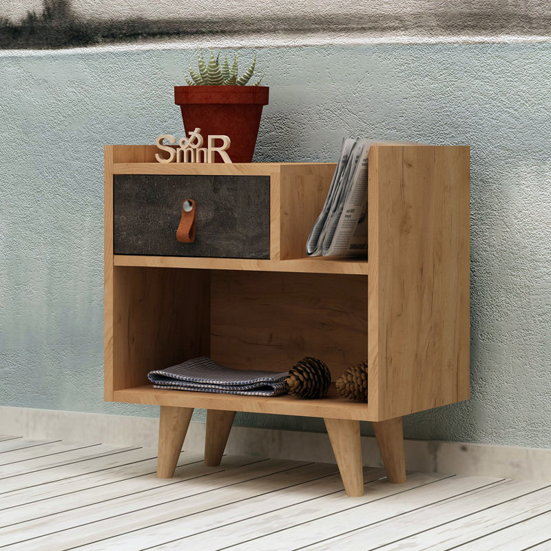 Heaven 50cm W Manufactured Wood Bedside Table
