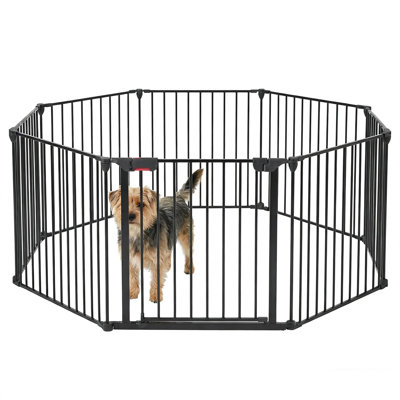 Barrière de sécurité pliable en métal pour bébé - 29 po de hauteur, parc avec porte verrouillable, barrière portative réglable pour animaux et enfants - blanc, 8 panneaux