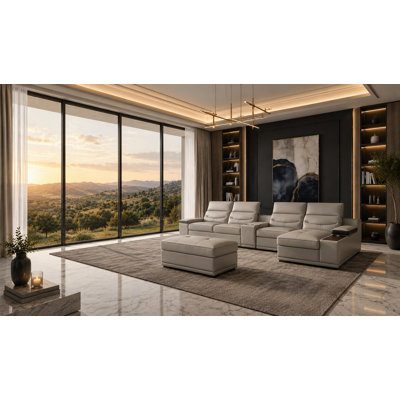Canapé modulaire en cuir véritable Arlet