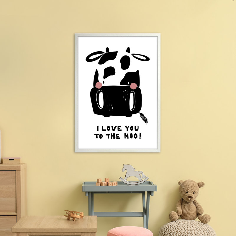 Cow by Miniofmine - Print, 88cm H x 64cm W x 3cm D, Brown Framed