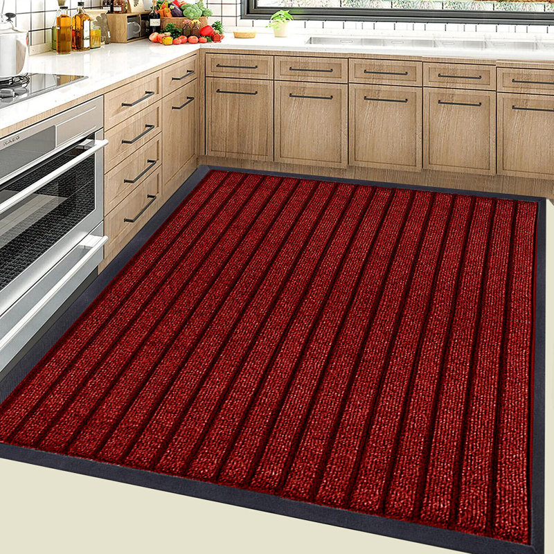 Non-Slip Indoor Outdoor Door Mat, Red, Rectangle 50 x 90 cm