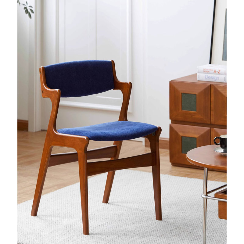 Méridienne simple avec dossier rembourré en bois massif, Bleu