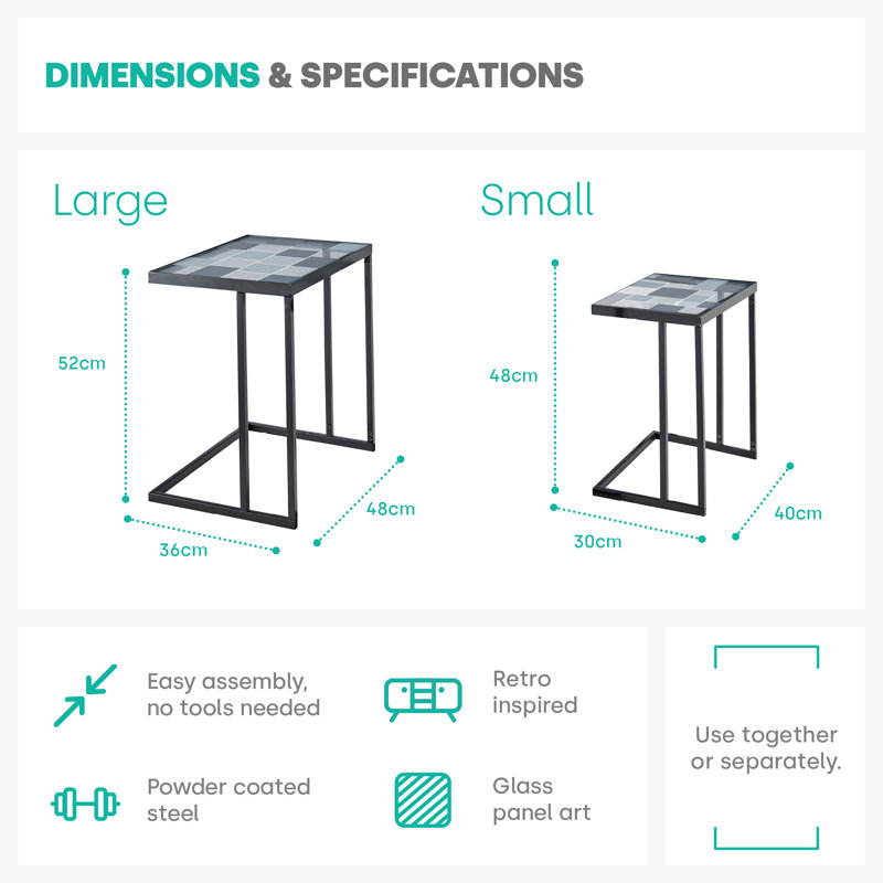 Kavic Glass Top Frame Nesting Tables