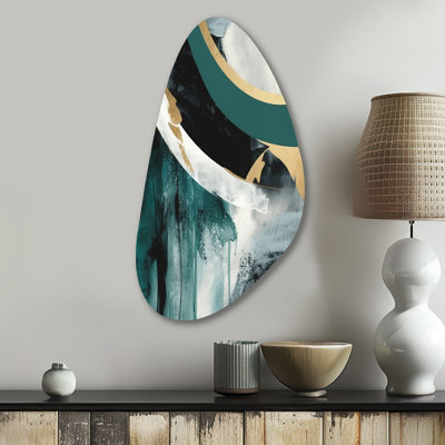Frederick - Marble Unique Shape Metal Wall Decor, Modern Asymmetrical Metal Art Print