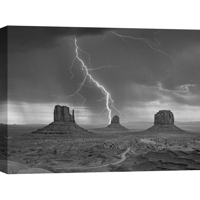 Storm On Monument Valley, Utah (B&W) by Pangea Images - Wrapped Canvas Print, 50cm H x 70cm W x 4cm D