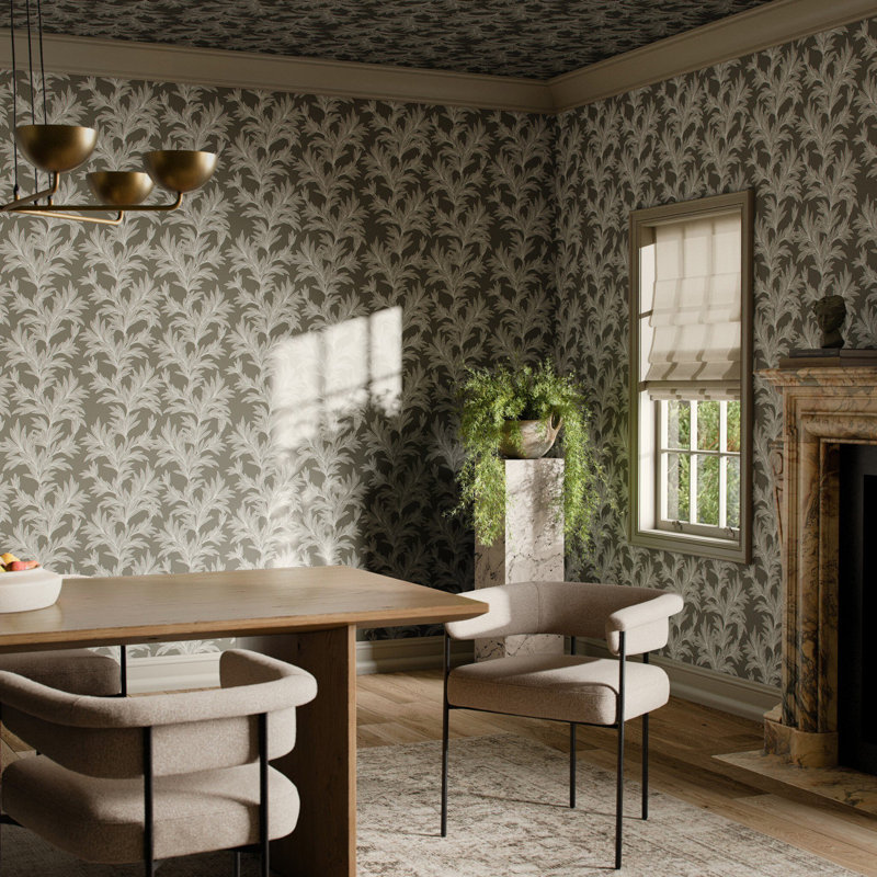 Lush Leaves Wallpaper by Getty Images, W52" x H132", Lush Leaves Olive I