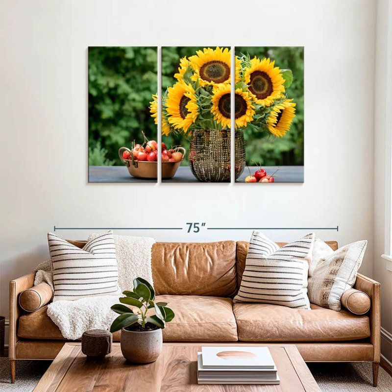Harnek tournesols et cerises, H 36 po x l 57 po