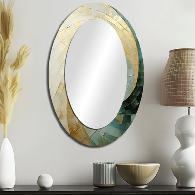 Beige Minimalisme Spiral Poteries - Miroir mural moderne ovale