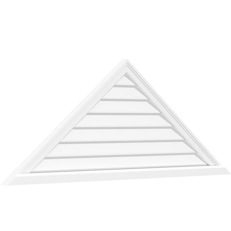 Triangle Surface Mount Non-Functional Brickmould Sill Frame PVC Gable Vent 11/12 Pitch, 36" H x 72" W