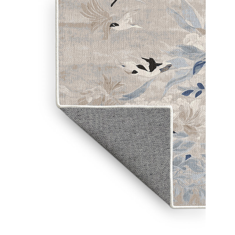 Machine Washable Beige Area Rug, Rectangle 7' x 9'