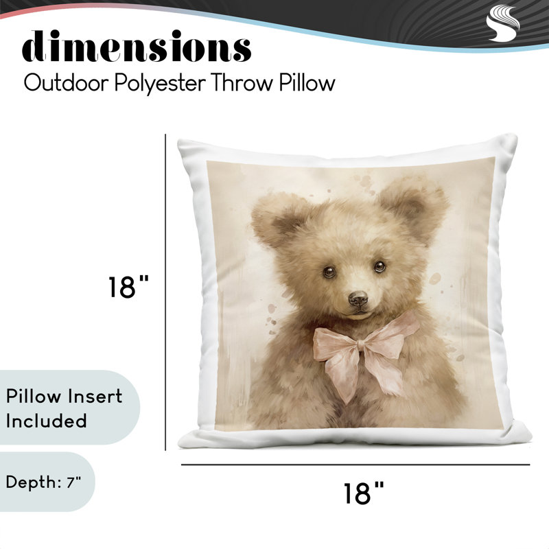 Coussin d'extérieur imprimé petit bébé ours, design par Tina LeCour, 18 x 7 x 18