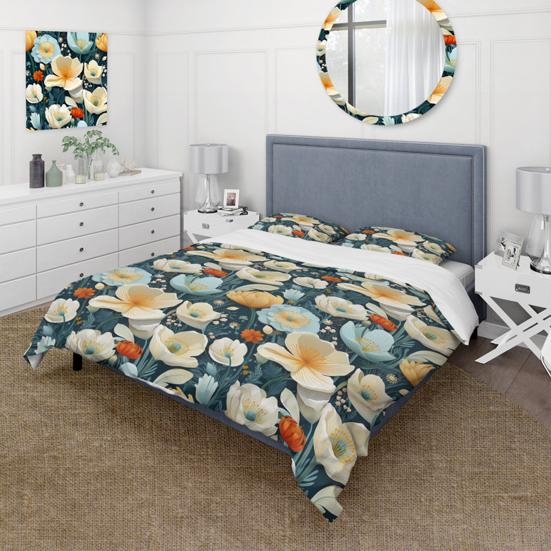 Ensemble de housse de couette Beige Natures, Housse de couette pour très grand lit et 2 très