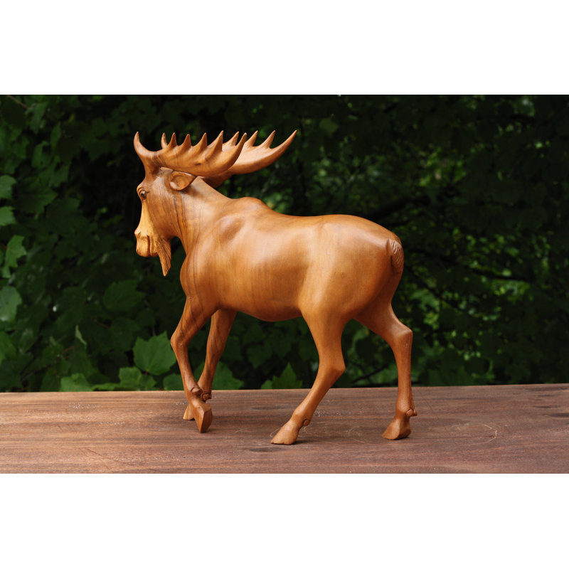 Orignal sculpté à la main en bois Statue Figurine Sculpture Art élan décoratif Home Decor Décoration rustique fait à la main